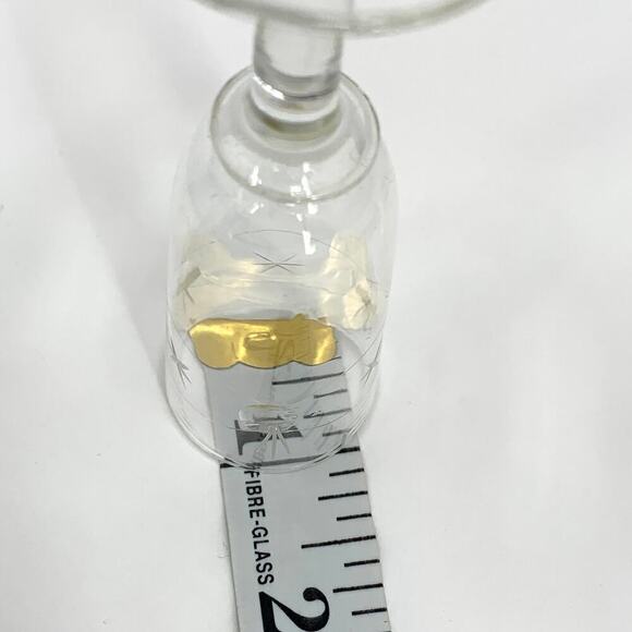 VTG MCM Set of 2 Apertif/Sherry/Port/Shot Glasses Starburst Etched Glass Retro - Picture 5 of 9